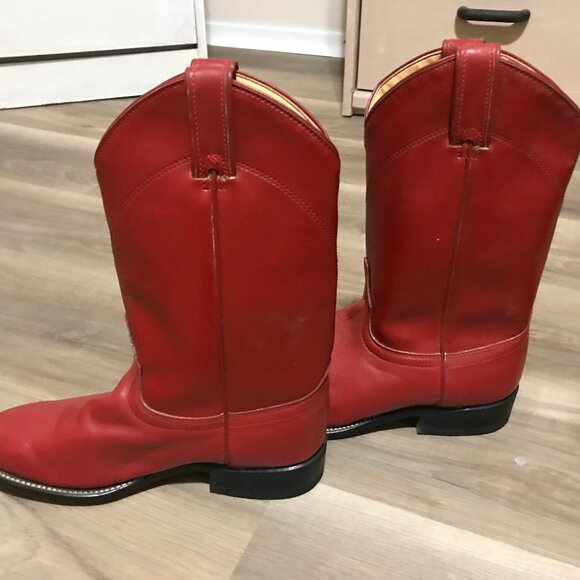 Laredo Ladies Red Leather Western Boots Size 8 - Picture 4 of 6